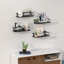 PUSDON Hanging Storage Baskets Organizer Wall Mount, Metal Wire Storage Bin Rack for Kitchen Bathroom Shower Spice Shelf Home Decor Essentials Black-2 Packs (Hollowout) by CozyNest Decor