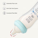 YOHKOH Natural Glass Baby Bottle with Natural Response Nipple, Newborn Anti-Colic Baby Bottles, Wide Neck Mushroom Cap Baby Bottle, Clear (8.8ounce (Pack of 4), Blue1) by TinyTreasures Baby Boutique