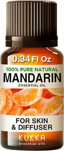 Kukka Mandarin Essential Oil for Diffuser Skin - 0.34 Fl Oz - 100% Pure Natural, Fresh & Citrusy Scent for Aromatherapy,Candle, Bath Bomb & Soap Making Scent DIY by CozyNest Decor