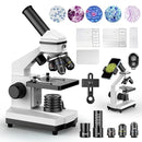 Compound Microscope for Adults & Kids - 100X-2000X High-Power Biological Microscope for Students, School Lab & Home Education, with Slides Set & Phone Adapter (White) by TinyTreasures Baby Boutique