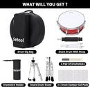 Snare Drum Set, 14" x 5.5" Marching Snare Drum with Stand & Storage Padded Bag + Silent Mute Pad + Drums Sticks + Drumstick Holder + Drums Key + Damper Gels for Adults Kids Beginners (Red) by TinyTreasures Baby Boutique