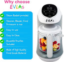 EVLA'S Baby Food Maker, Steamer, Blender, Baby Food Processor for Healthy Homemade Baby Food in Minutes, Touch Screen with 6 Reusable Food Pouches, Baby Registry Essential, White by TinyTreasures Baby Boutique