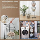 3 Tier Laundry Basket with Rolling Lockable Wheels Wire Metal Sorter Storage Trolley Shelf Basket Durable Metal Sorter Clothes Storage Trolley Shelf with Removable Hamper for Organizing Clothes by CozyNest Decor
