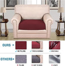 H.VERSAILTEX Super Stretch Individual Seat Cushion Covers Sofa Covers Couch Cushion Covers Slipcover Sets Thick Jacquard Textured Twill Fabric (1 Piece Chair Cushion Cover, Burgundy Red) by CozyNest Decor