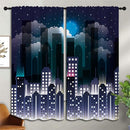 Superhero Rod Pocket Blackout Curtains for Boy Girl Bedroom, Violet Night Sky Buildings Cityscape Thermal Insulated Home Window Drapes for Living Room Darkening, 72x63 inch by TinyTreasures Baby Boutique