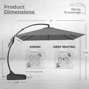 Grand patio 10x10 FT Patio Cantilever Umbrella with Base Outdoor Large Square Tilting Offset Umbrellas for Deck Backyard (Gray, 10x10 FT) by GreenHaven Gardens