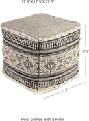 REDEARTH · Tufted Pouf Ottoman with Filler Textured Storage Cube Bean Bag Pouffe Footrest for Living Room, Bedroom, Nursery, Kidsroom; 100% Cotton (17.5"X17.5"X17.5", Diamond Virgule) by CozyNest Decor