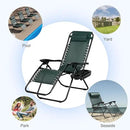 Nazhura Set of 2 Relaxing Recliners Patio Chairs Adjustable Steel Mesh Zero Gravity Lounge Chair Beach Chairs with Pillow and Cup Holder (Dark Green) by CozyNest Decor