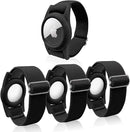 4 Pack Airtag Bracelet for Kids, AirTag Holder with Adjustable Stretchy Nylon Watch Band, Anti-Lost Apple Air Tag Case Loop for Child, Toddler, Wallet, AirTag Wristband Kids (Black) by TinyTreasures Baby Boutique