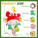 Red Crab Baby Toy - Clip-On Hanging Sensory Toy for Car Seat, Stroller, Gym with Squeaker, Crinkle, Rattle, Mirror & Teether | Soft Plush 0-12 Months Infant Developmental Toy for Tummy Time (Red) by TinyTreasures Baby Boutique