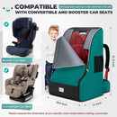 RAINSMORE Padded Car Seat Travel Bag for Airplane Heavy Duty Car Seat Backpack for Air Travel Baby Carseat Cover Bags for Airport Large Car Seats Carrier Fits Car Seats & Booster Seats, Green by TinyTreasures Baby Boutique