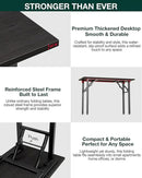 Frylr Small Folding Computer Desk – 55.1 Inch Portable Table for Craft and Study, Lightweight Desk for Small Spaces, Foldable Laptop Table Built-in AC/USB Outlets for Convenience, Charcoal Wenge by CozyNest Decor