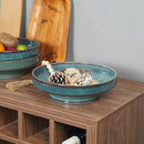 Ceramic Fruit Bowl for Kitchen Counter,Decorative Pedestal Bowl for Table Countertop,Large Footed Serving Bowl,10.2 Inch (Blue) by CozyNest Decor