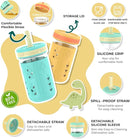 Tronco 12 oz Glass Sippy Cup for Kids & Toddlers | Mason Jar Smoothie Cups with Spill-Proof Silicone Straws, Non-Slip Silicone Sleeves & Lids, BPA-Free Snack Cups, Dishwasher Safe by TinyTreasures Baby Boutique