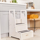 ECR4Kids Reach-Up Step Stool with Handles, Kids Furniture, White Wash by TinyTreasures Baby Boutique