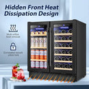 Tylza 30 Inch Wine and Beverage Refrigerator, Dual Zone Wine Beverage Cooler 30" with French Door, Under Counter Wine Beer Fridge Built-In or Freestanding, Holds 29 Bottles and 110 Cans, Black