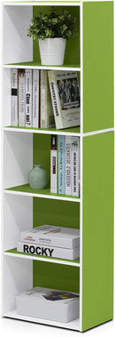 Furinno Luder Bookcase / Book / Storage , 5-Tier, White/Green by TinyTreasures Baby Boutique