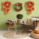 RECUTMS Fall Leaves Hanging Plant Artificial Fall Leaves Garland with Berry Fake Autumn Wall Hanging Leaf Vines for Home Halloween Party Door Frame Fireplace Decoration(Orange with Berry) by CozyNest Decor