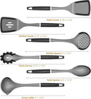 Kitchen Cooking Utensils Set, Non-Stick Spatula Set with Rotating Stand, 6 PCS Silicone Utensils Set for Cooking, 400°F Heat Resistant, Kitchen Gadgets with Nylon Handle & Stable Holder, Dark Grey by CozyNest Decor