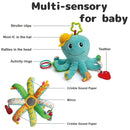 Sumobaby Infant Baby Musical Stuffed Animal Activity Soft Toys, Baby Teething Toys with Multi-Sensory Crinkle, Rattle and Mirror, for Tummy Time Newborn 0-3-6-12 Months Boys, Girls, Octopus, Blue by TinyTreasures Baby Boutique