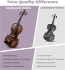 Vangoa Violin 4/4 Full Size Set, Varnish Fiddle Solid Wood for Professional Adults Senior Intermediate Beginners Student Starter Acoustic Violins Kit Outfit with Ebony Fitted, Hard Case, Right Handed by TinyTreasures Baby Boutique