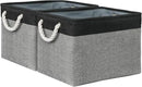 TcaFmac Organization and Storage Basket for Shelves - 16x12x12 inch Large 2 Pack Collapsible Storage Boxs for Organizing, Fabric Storage Cubes for Closet Cloth Toy Books Kids(Black&Grey) by CozyNest Decor