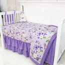 Crib Bedding Set for Girls, Purple Baby Crib Bedding Set 4 Piece, Baby Girl Nursery Bedding Set Including Comforter, Fitted Crib Sheet, Crib Skirt, Diaper Stacker, Floral by TinyTreasures Baby Boutique
