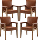 Mid Century Modern Dining Chairs Set of 4 Faux Leather Upholstered Living Room Side Chair, Kitchen Arm Chair with Solid Wood Legs for Home Kitchen & Restaurant, PU Brown by CozyNest Decor