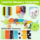 Baby Sensory Toy 0-6 Month Music Animal Stuffed Plush Caterpillar Toy for Infant 0-3-6 Month Tummy Time with Baby Mirror Crinkle Rattle for 6-12 Month Carseat Toys for Newborn Boys Girls Shower 1 by TinyTreasures Baby Boutique