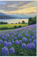 The lavender scenery all over the lake at sunset is suitable for posting in the living room bedroom office landscape poster wall painting by CozyNest Decor