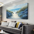 LASMOND Romantic Beach Wall Art for Living Room Blue Sea Turtle Lovers Canvas Painting Prints Ocean Sandy Romance Flowers Large Bedroom Office Decor Artwork (58x28 Inches) by CozyNest Decor