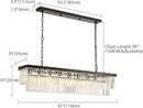 Rectangle Crystal Chandelier Black Modern Linear Chandelier Contemporary Pendant Light Fixture 8-Light Hanging Ceiling Light for Dining Room Living Room Kitchen Bedroom Foyer 47'' by CozyNest Decor