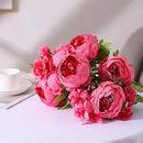 Duovlo Springs Flowers Artificial Silk Peony Bouquets Wedding Home Decoration,Pack of 1 (Spring Pink) by CozyNest Decor