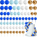 75 Pieces Cake Balls Topper Decorations Foam Cupcake Topper Mini Balloon Cake Topper Balls Cake Picks for Cake Deco Birthday Party Wedding（Dark Blue,Blue, Gold, White） by TinyTreasures Baby Boutique