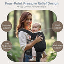 Baby Carrier with Lumbar Support, Cozy Baby Carrier Newborn to Toddler with Adjustable Seat Size, Ergonomic Infant Carrier with 3-Way Carry, Front Facing Toddler Hodler Carrier for Mom & Dad, Black by TinyTreasures Baby Boutique