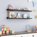 Picture Ledge Shelf for Wall, 36 inch Solid Pine Wood Nursery Book Shelves 2 Packs, Floating Ledge Shelves for Kids' Room Bedroom Bathroom Living Room Photo Frames Office Nursey Wall Decor, Black by TinyTreasures Baby Boutique