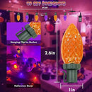 2PK 100 LED Purple and Orange C9 Halloween Lights Indoor Outdoor, Extendable 98FT C9 String Lights with 13 Modes & Timer, Waterproof Plug in Halloween Decorations for Tree Patio Fall Party Garden by CozyNest Decor