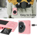 Upgrade Digital Camera, FHD 4K 44MP Autofocus Digital Point and Shoot Video Camera with 16X Zoom, 32GB SD Card, Compact Digital Camera Cheap for Teens Boys Girls Kids Pink Camera by TinyTreasures Baby Boutique
