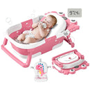 Collapsible Baby Bathtub for Newborns to Toddler with Real-time Temp Monitor & Floating Cushion,Portable Travel Tub for 0-36 Month, Foldable Baby Bath Tub for Infants Girl (Pink) by TinyTreasures Baby Boutique
