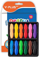 YPLUS Peanut Crayons for Kids, 12 Colors Washable Toddler Crayon, Non-Toxic Baby Crayon for ages 2-4, 1-3, 4-8, Coloring Art Supplies by TinyTreasures Baby Boutique