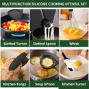 13-Piece silicone utensil set wood handle nonstick cookware safe dishwasher safe kitchen tools BPA free heat resistant (450°F/230°C) ceramic pan safe cooking gifts housewarming (Black) by CozyNest Decor