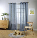 MIUCO Semi Sheer Curtains Poly Linen Textured Solid Grommet Curtains 95 Inches Long for French Doors 2 Panels (2 x 37 Wide x 95" Long) Dusty Blue by CozyNest Decor