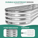 Galvanized Raised Garden Bed - 8×2×1ft Planter Raised Beds for Gardening | Oval Metal Garden Planter Box with Safety Edging and Bracing Rods for Vegetables Fruits and Flowers - Silver by GreenHaven Gardens