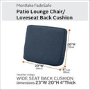 Classic Accessories Montlake Water-Resistant 23 x 20 x 4 Inch Patio Lounge Back Cushion, Heather Indigo Blue, Outdoor Loveseat Cushions by GreenHaven Gardens