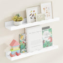 Fun Memories Picture Ledge Shelf for Wall, 24 inch Pine Wood Nursery Book Shelves Set of 2- Wall Book Shelves for Kids Room, Home Decor - Kitchen Spice-White by TinyTreasures Baby Boutique
