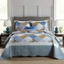 NEWLAKE Quilt Bedspread Sets-Checkered Floral Reversible Coverlet Set,Queen Size by CozyNest Decor