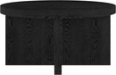 Henn&Hart 33" Round Wood Pedestal Low-Profile Coffee Table for Living Room, Family Room, Office or Apartment, Black Grain by CozyNest Decor