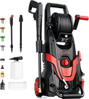 Pressure Washer, Power Washer with 6 Quick Connect Nozzles, Inlet Hose & Filter&Foam Cannon for Cars/Fences/Driveways/Patios/Home Cleaning (Red) by GreenHaven Gardens