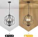 Modern Black Chandelier for Dining Room, 4 Lights Geometric Chandeliers, Sphere Chandelier Industrial Large Pendant Light Fixtures Hanging for Kitchen, Entryway, Foyer, Stairs by CozyNest Decor