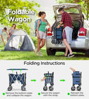 Beach Wagon,Collapsible-Wagon 220lbs with Big Wheels FoldableWagon Carts,Portable Utility for Garden Grocery Sports Camping All Terrain-Blue by GreenHaven Gardens